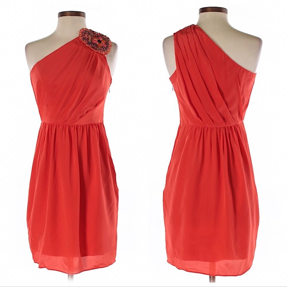 Shoshanna Alexis Embellished one shoulder Dress Sz 2 - Picture 6 of 8